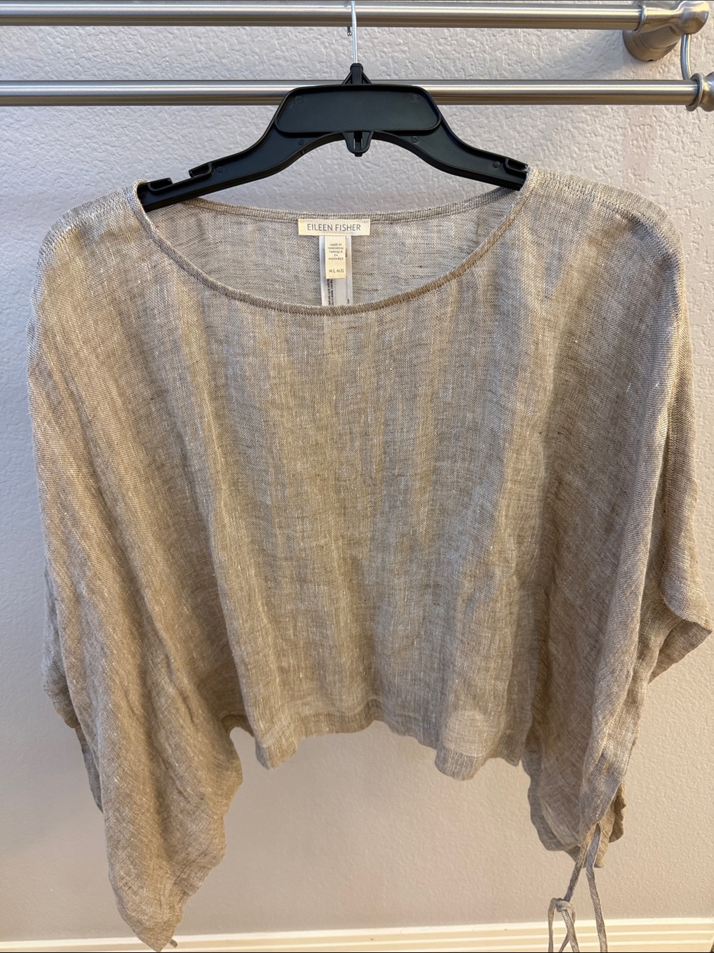 Eileen Fisher Poncho Top with Ties Linen
